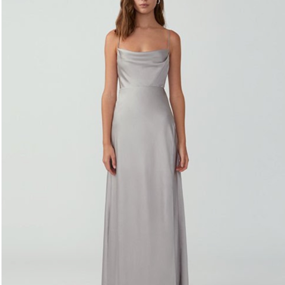 **NEW** Fame and Partner- Strappy Draped Gown (Light Grey)